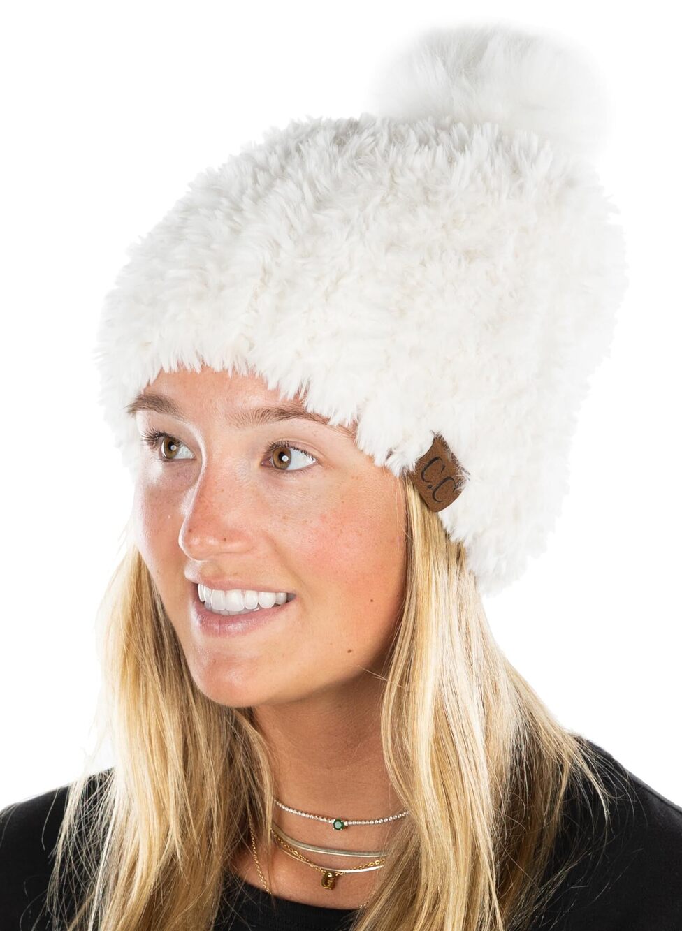 7965 Snuggly Soft Pom Pom Beanie - Ivory